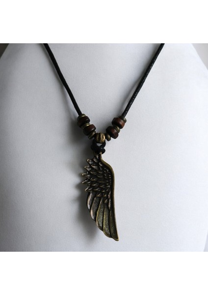 Kanat Kolye – El Yapımı, Ayarlanabilir Pamuk Ip & Ahşap Boncuk Detaylı fırsatları