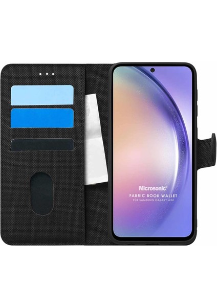 Galaxy A54 Için Kılıf Fabric Book Wallet Siyah [galaxy A54 ile Uyumlu Kılıf - Siyah]