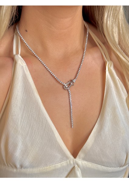 Çelik Dönmeyen Su Yolu Kolye Zirkon Taşlı Kolye modelleri