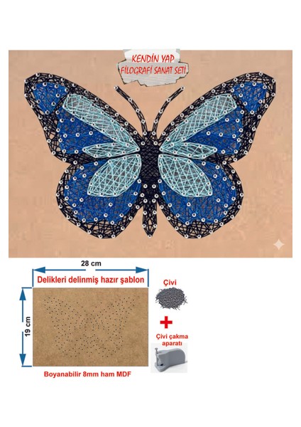 Ip Sanatı Dikkat Geliştirici El Becerisi Çocuk Montessori Eğitimi Filografi Hazır Set Kelebek