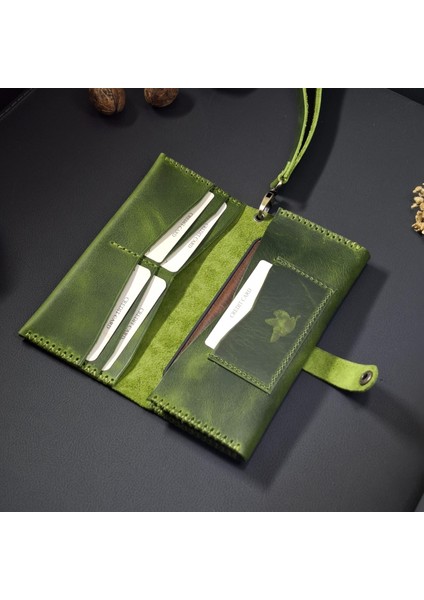 Uzun Cüzdan Bilek Askılı Gerçek Deri El Yapımı Telefon Çantası fırsatları