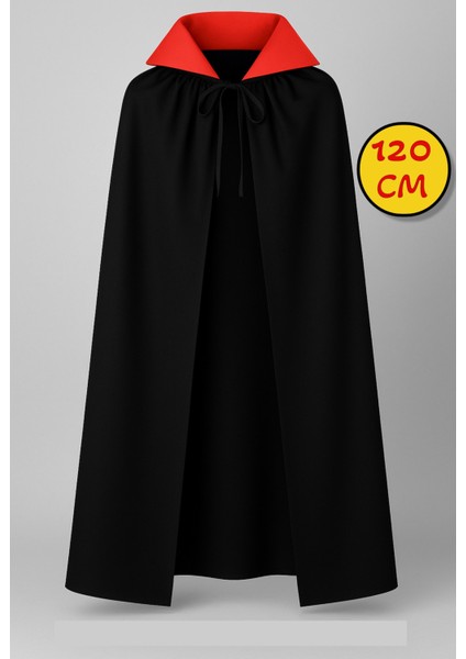 Cadılar Bayramı Halloween Kostüm Partisi Vampir Kan Emici Kont Drakula Kırmızı Yaka Pelerin 120 cm fiyatları