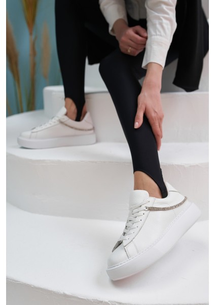 Polinas Kadin Camel Taş Detay Gercek Deri Suet Sneaker