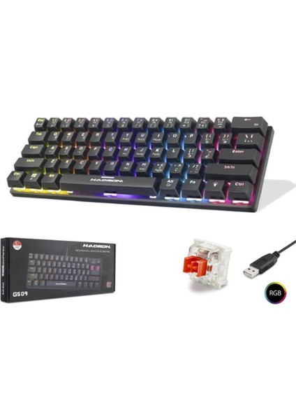 Hadron G509R Kablolu Oyuncu Mini Klavye Mekanik Red Switch Rgb Q Siyah fiyatları