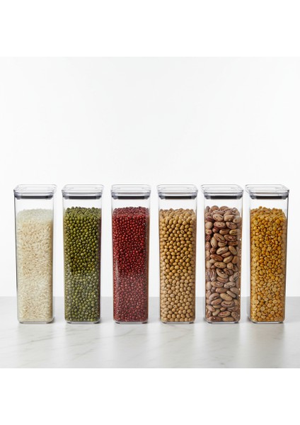 Uzun Dikdörtgen Hava Geçirmez Erzak Saklama Kabı 6 Adet 4100 ml