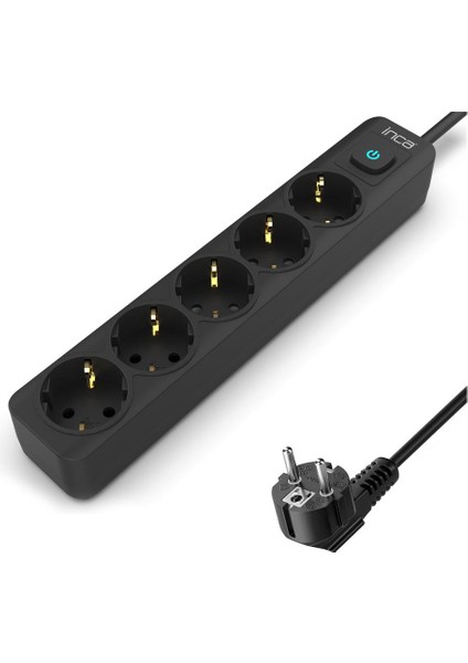 Inca IPW-44SY3 4lü 3mt Siyah Yeşil Akım Korumalı Priz