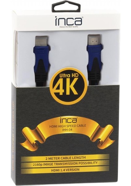 Inca Ihh-04 HDMI To HDMI 2.mt 1.4 3D Altın Uçlu Bilisterli (2160P ve 1080P Full Hd) Yüzde 100 Bakır fiyatları