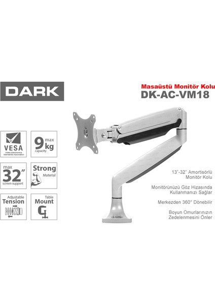 Dark Dk-Ac-Vm-18 1X13"-32" Monitör Destekli