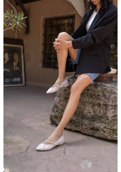 Sara Kadın Bej Tas Detay Babet fiyatları