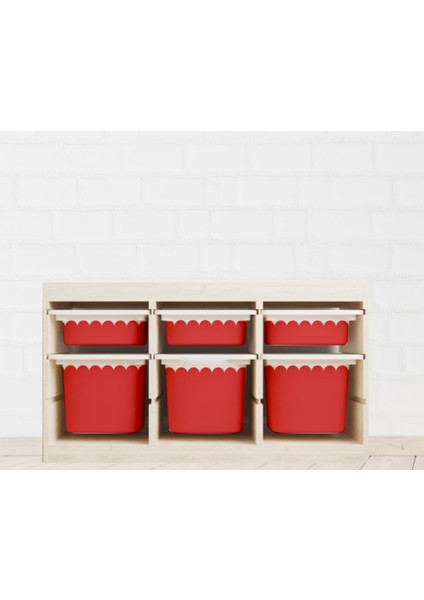 Trofast Kırmızı Dalga Sticker - Çocuk Odası Oyuncak Düzenleme Etiketi - Dayanıklı Folyo