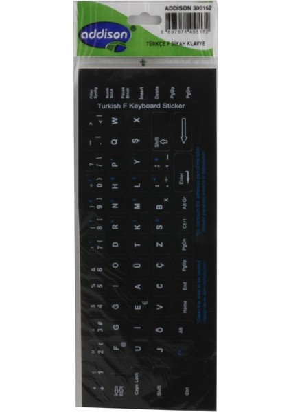 Addison 300162 Türkçe F Siyah Klavye Stıker