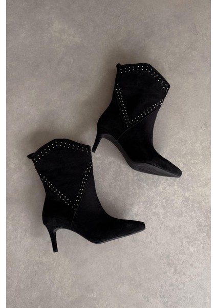 Arizona Siyah Hakiki Deri Topuklu Bot