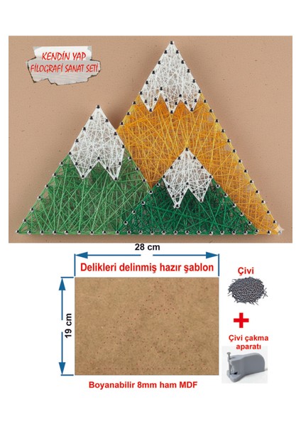 Ip Sanatı Dikkat Geliştirici El Becerisi Çocuk Montessori Eğitimi Filografi Hazır Set Dağlar
