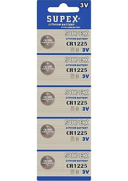 Supex CR1225-C5 3V Lityum Düğme Pil 5'li Paket
