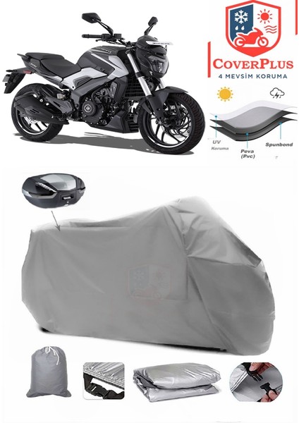 Bajaj Dominar 250 D Motor Brandası Gri Arka Çanta Uyumlu Motorsiket Brandası Motor Örtüsü Çadır Su Geçirmez Motosiklet Kılıfı Motor Brandası