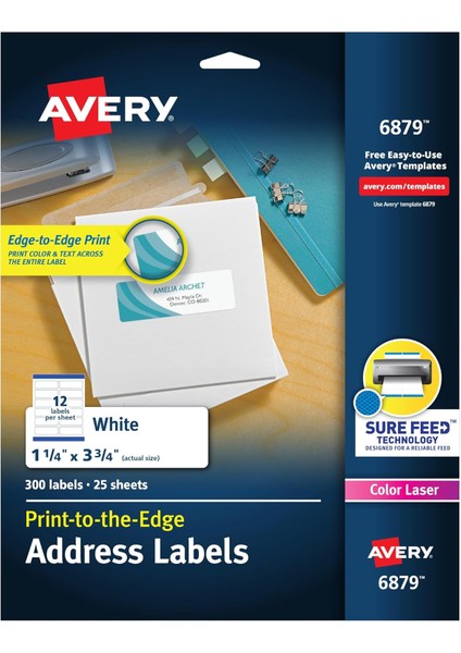 Etiketler, Mat, Posta, 3-3/4 x 1-1/4, Paket Başına 300 (6879), Beyaz