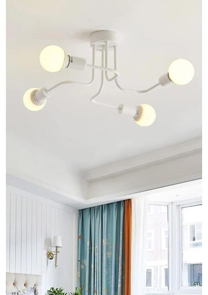 Avize Akrep Ahtapot Kollu Beyaz Renk Salon - Mutfak - Yatak Odası 4 Lü Avize