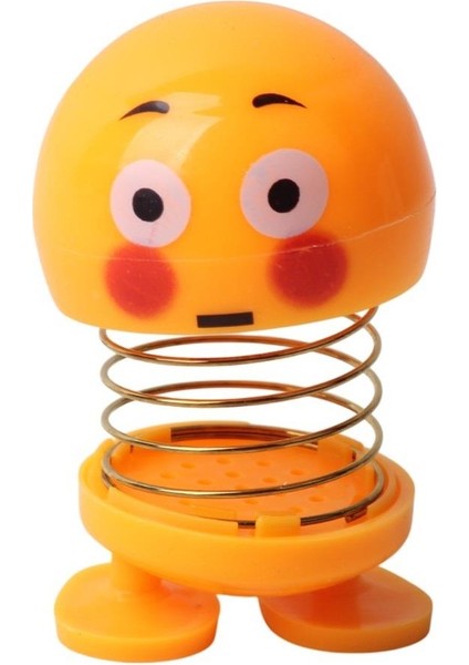 Şaşıran Şaşkın Emoji Smile Zıp Zıp Kafa 8 cm Araba Torpido Süsü Masaüstü Dekoratif Figür Pasta Süsü