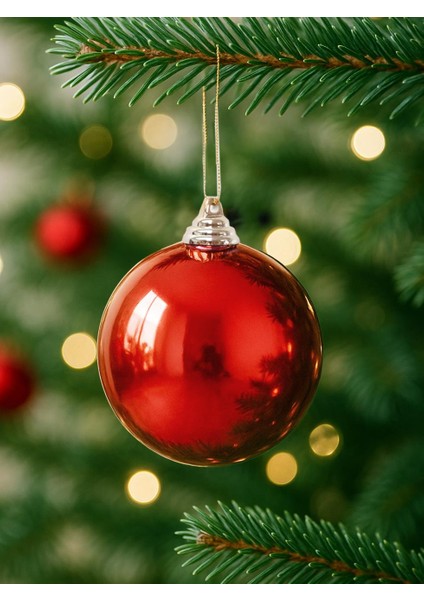 Yılbaşı Topu Çam Ağacı Süsü Kırmızı 12 cm