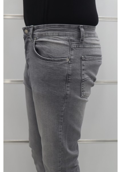 Fistan Store Erkek Gri Yüksek Bel Rahat Kesim Boru Paça Jean Pantolon modelleri