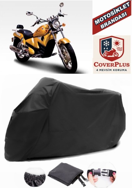 Dorado Poseidon Motor Brandası Siyah Motorsiket Brandası Motor Örtüsü Çadır Su Geçirmez Motosiklet Kılıfı Motor Brandası