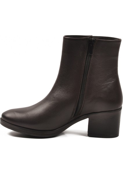 Kahve Hakiki Deri Fermuarlı Polarlı Kadın Bot 92162-1 Z fırsatları