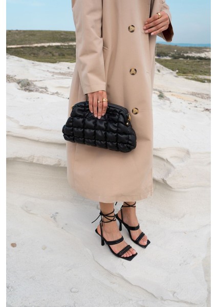 Franc Kadin Siyah Baglama Detay Topuklu Sandalet indirimleri