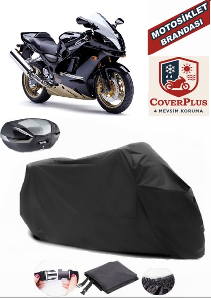 Kawasaki Zx-12 R Motor Brandası Siyah Arka Çanta Uyumlu Motorsiket Brandası Motor Örtüsü Çadır Su Geçirmez Motosiklet Kılıfı Motor Brandası