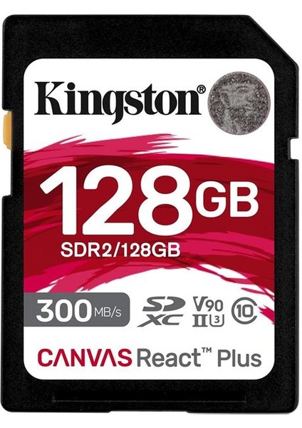 Kingston SDR2-128GB Canvas React Plus Sdxc Uhs-Iı 300R-260W U3 V90 For Full Hd-4k-8k Hafıza Kartı