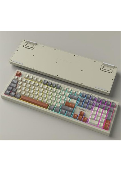 Everest Km-78 Rena Krem-Gri-Kahve Kablosuz 2.4 + Bt Rgb Aydınlatmalı Sessiz Q Klavye + Mouse Se fiyatları