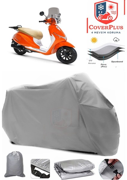 Rks 125 Motor Brandası Gri Motorsiket Brandası Motor Örtüsü Çadır Su Geçirmez Motosiklet Kılıfı Motor Brandası