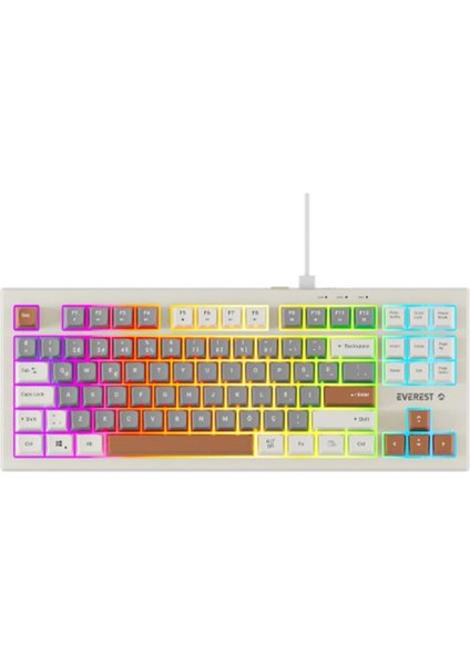 Everest Kb-98 Sılent Tkl Gri Mavi-Gri-Kahve Rainbow Q Membrane Klavye