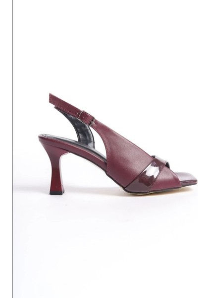 New Kelly Bordo Rugan Kadın Yüksek Topuklu Sandalet fırsatları