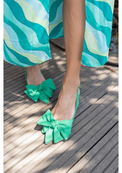 Micky Kadin Yeşil Fıyonk Detay Topuklu Ayakkabi indirimleri