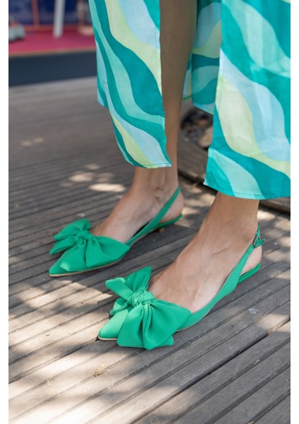 Micky Kadin Yeşil Fıyonk Detay Topuklu Ayakkabi