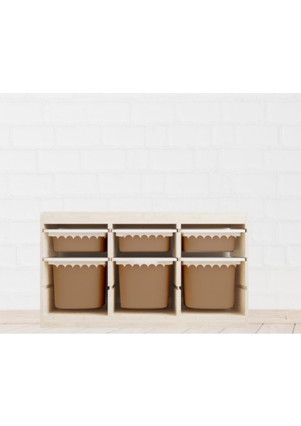 Trofast Kahverengi Dalga Sticker - Çocuk Odası Oyuncak Düzenleme Etiketi - Dayanıklı Folyo