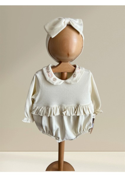 Mobil Dantel Yaka Detaylı Kız Bebek Romper – Krem fırsatları