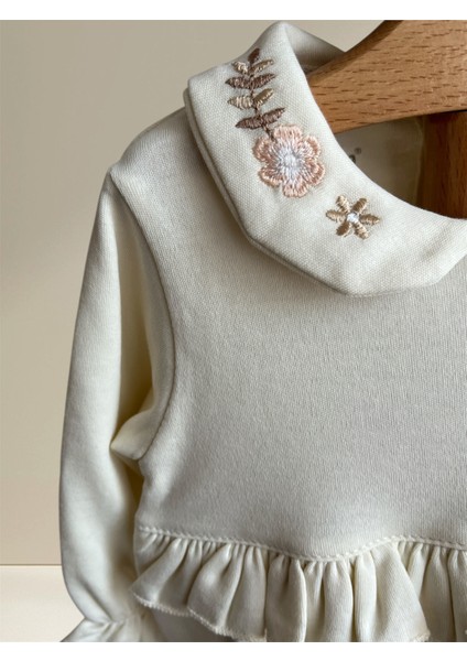 Mobil Dantel Yaka Detaylı Kız Bebek Romper – Krem indirimleri