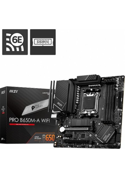 Msı MB Pro B650M-A Wifi Am5 Ddr5 6400MHZ(OC) Hdmı Dp M.2 Usb3.2 2.5g Lan Wifi 6e Matx Anakart