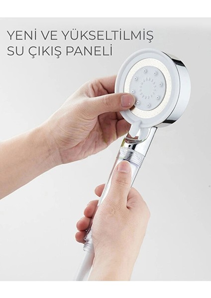 Beyaz Spa Modlu Filtreli Duş Başlığı 5 Fonksiyonlu Duş Fiskiyesi