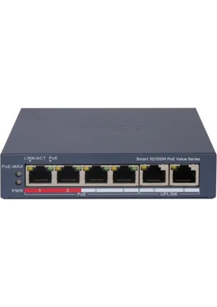 Hikvision DS-3E1106P-EI-M 4 Port Poe 10-100 2-Uplınk Yönetilemez Switch