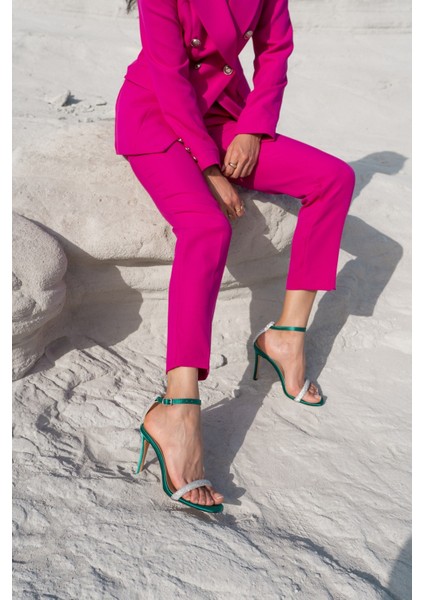 Polina Kadin Yeşil Ithal Taş Detay Topuklu Abiye Ayakkabi fırsatları