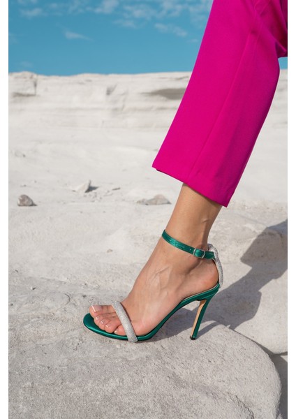 Polina Kadin Yeşil Ithal Taş Detay Topuklu Abiye Ayakkabi indirimleri