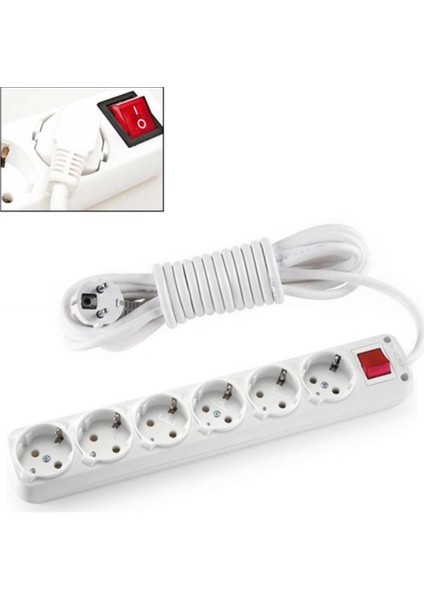 Almera 6lı 5mt Anahtarlı Topraklı Priz (9260205)
