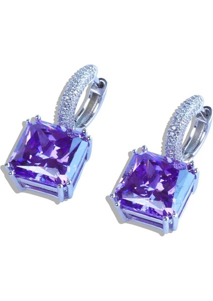 Kare Ametist Taşlı Gümüş Küpe fırsatları