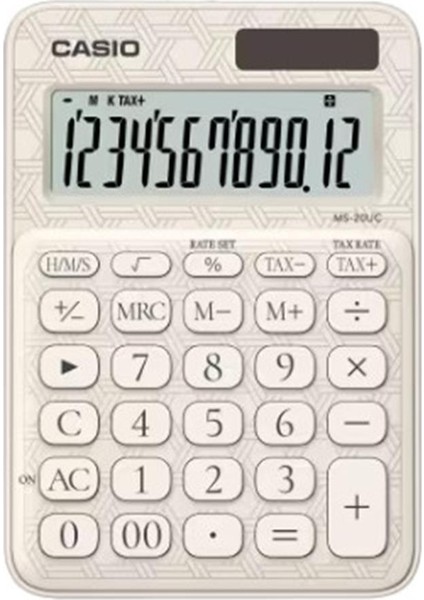 Casio MS-20UC-JWE 12 Hane Beyaz Desenli Masa Üstü Hesap Makinesi