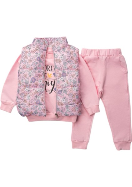 444023 Kız Çocuk %100 Pamuk Pembe Dreamy Blossom 3’lü Takım