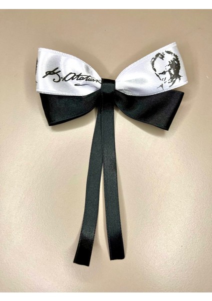 Mustafa Kemal Atatürk Imzalı TOKA–10KASIM Temalı Siyah Beyaz Saç Tokası-Okul Etkinlik-Gösteri fırsatları