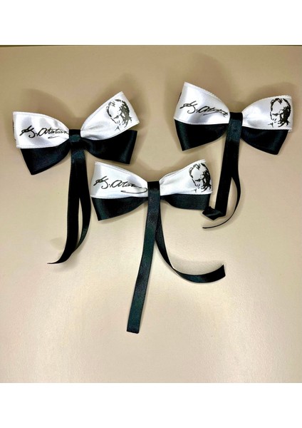 Mustafa Kemal Atatürk Imzalı TOKA–10KASIM Temalı Siyah Beyaz Saç Tokası-Okul Etkinlik-Gösteri indirimleri