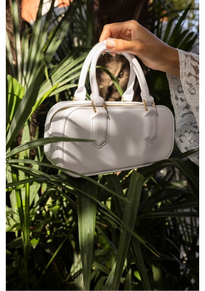 Ligt Kadin Beyaz Omuz Askılı Plaj-Gunluk Miu Tarzi Plaj Çanta